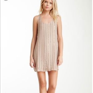 Taupe sequin silk tank dress